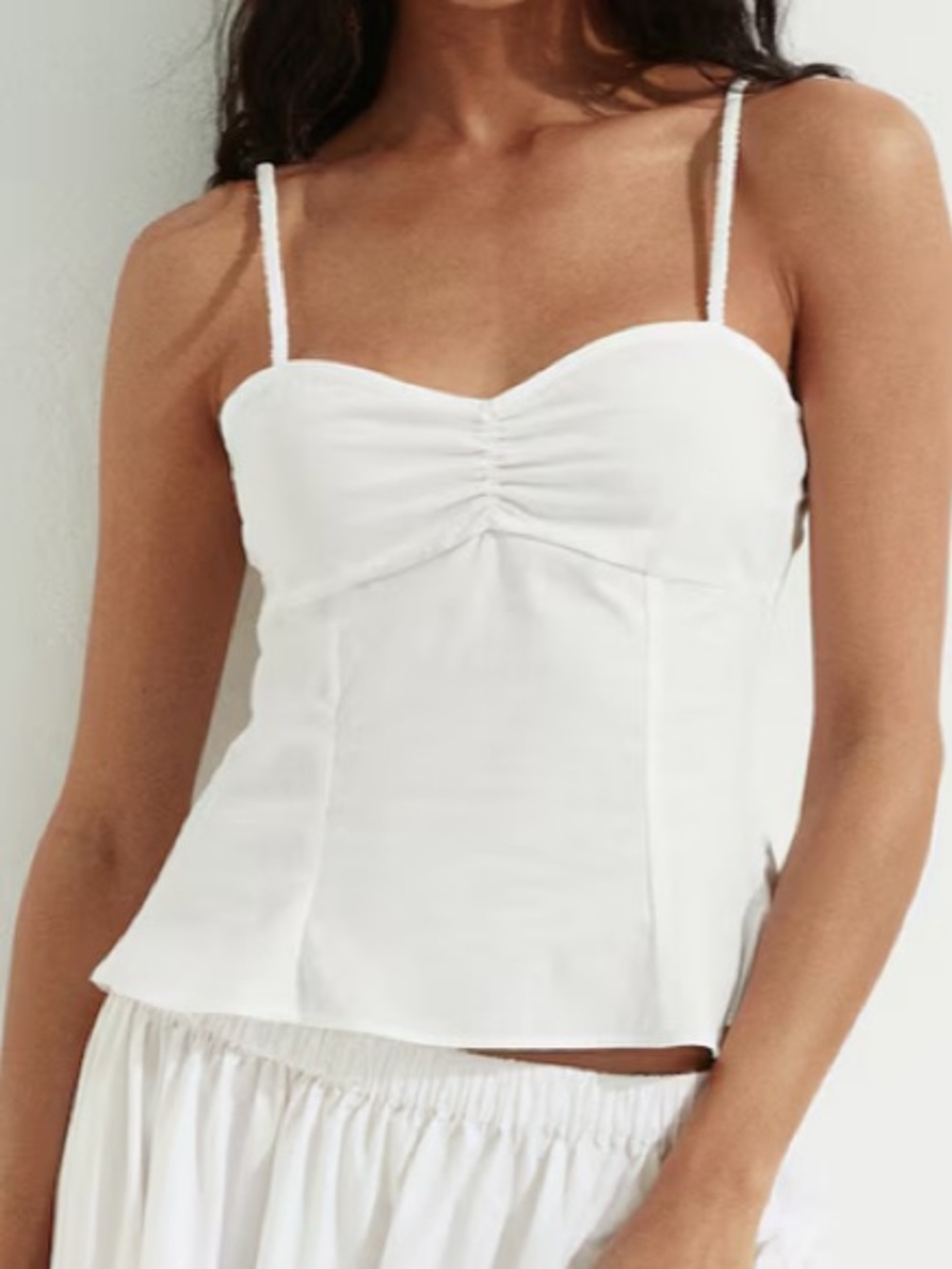 H&M White Smocked Cotton Top